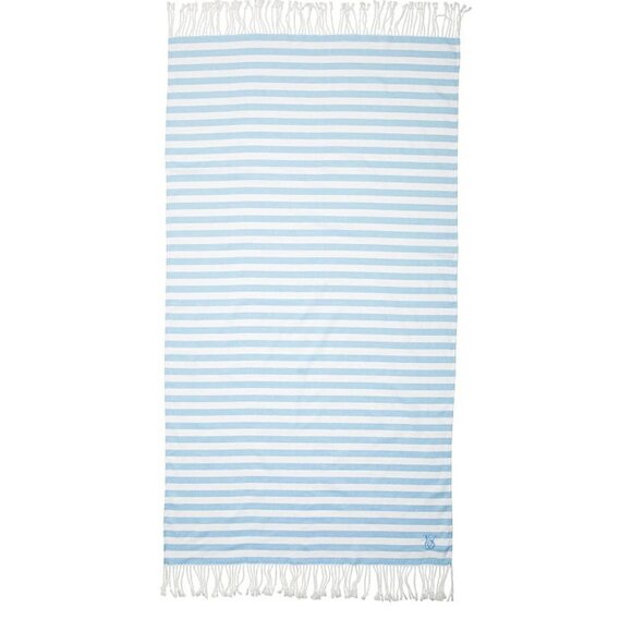 Victoria's Secret Beach Towel Blanket Sky Blue / White With Holder - Picture 4 of 6
